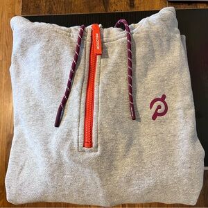 Peloton Gray Half-Zip Hoodie with Maroon Accents